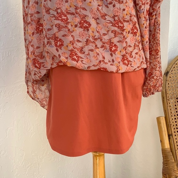 Sheer Fall Long Sleeve Maxi Dress Keyhole Ruffle Tiered Hem Prairie Cottagecore - Picture 10 of 10